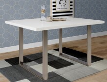 Esstisch >TABLES< in Weiß, Metallfüße U-rohstahl - 140x74,7x90cm (BxHxT)