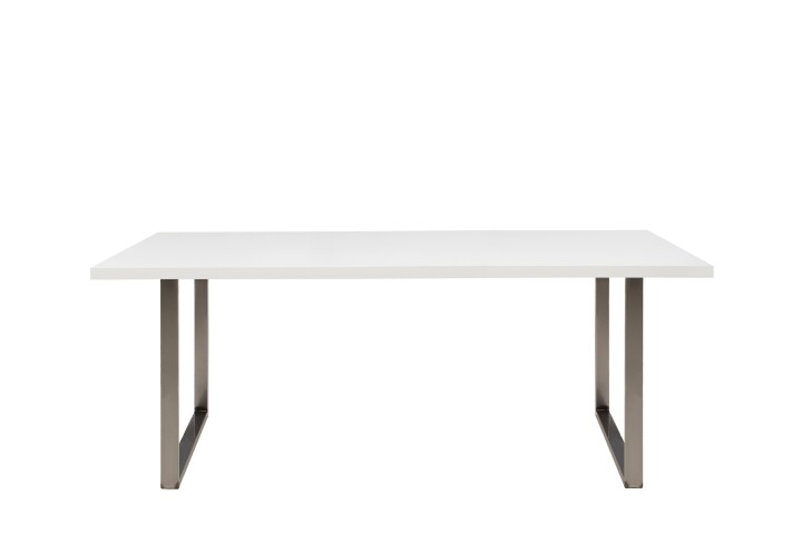 Esstisch >TABLES< in Weiss, U-Metallgestell rohstahl - 180x74,7x90cm (BxHxT)