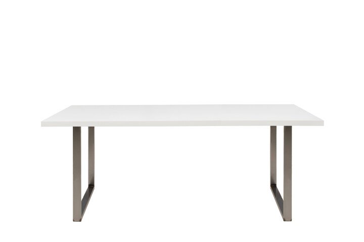 Esstisch >TABLES< in Weiss, U-Metallgestell rohstahl - 180x74,7x90cm (BxHxT)