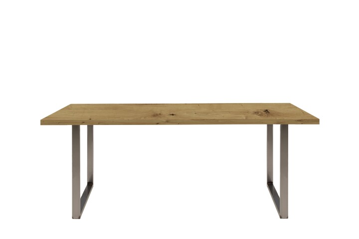 Esstisch >TABLES< Artisan Eiche Dekor, U-Metallgestell rohstahl- 180x74,7x90cm (BxHxT)