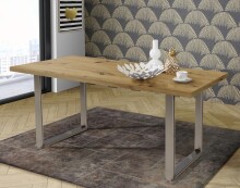 Esstisch >TABLES< Artisan Eiche Dekor, U-Metallgestell rohstahl- 180x74,7x90cm (BxHxT)