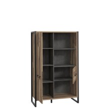 Hochkommode >HUD< 1 Tür, 1 Schub, Stabeiche Dekor / Betonoptik - 94,1x151,5x41,5 (BxHxT)