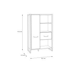 Hochkommode >HUD< 1 Tür, 1 Schub, Stabeiche Dekor / Betonoptik - 94,1x151,5x41,5 (BxHxT)