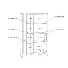 Hochkommode >HUD< 1 Tür, 1 Schub, Stabeiche Dekor / Betonoptik - 94,1x151,5x41,5 (BxHxT)