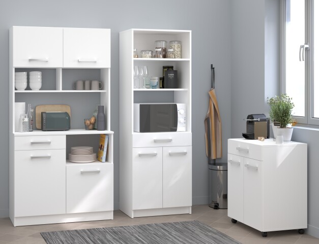 Mehrzweckschrank-Set >Set Uno 4< (3-teilig) in Weiss, Buffet, Schrank, Beistellschrank auf Rollen