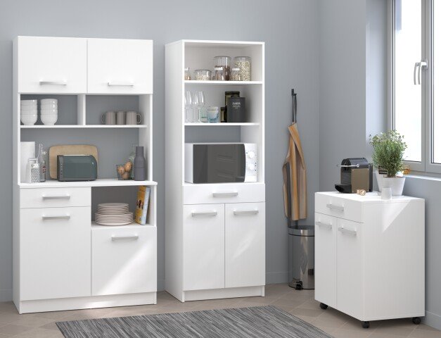 Mehrzweckschrank-Set >Set Uno 4< (3-teilig) in Weiss, Buffet, Schrank, Beistellschrank auf Rollen