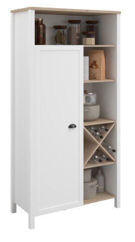 Mehrzweckschrank >Cottage 11< Landhaus, 1 Tür, in Weiss / Eiche Dekor - 95x185x43cm (B/H/T)