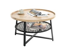 Couchtisch >54460< in eiche, schwarz, MDF, Metall, PVC - 45x75cm (HxD)