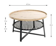 Couchtisch >54460< in eiche, schwarz, MDF, Metall, PVC - 45x75cm (HxD)
