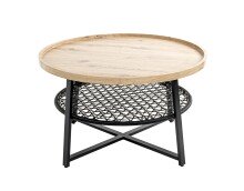Couchtisch >54460< in eiche, schwarz, MDF, Metall, PVC - 45x75cm (HxD)