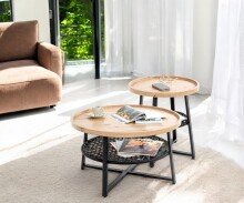Couchtisch >54460< in eiche, schwarz, MDF, Metall, PVC - 45x75cm (HxD)