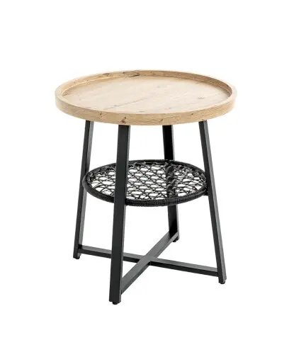 Beistelltisch >54461< in eiche, schwarz, MDF, Metall, PVC - 55x50cm (HxD)