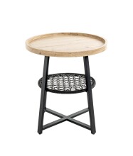 Beistelltisch >54461< in eiche, schwarz, MDF, Metall, PVC - 55x50cm (HxD)