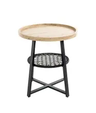 Beistelltisch >54461< in eiche, schwarz, MDF, Metall, PVC - 55x50cm (HxD)