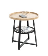 Beistelltisch >54461< in eiche, schwarz, MDF, Metall, PVC - 55x50cm (HxD)