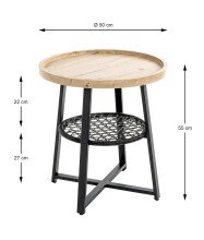 Beistelltisch >54461< in eiche, schwarz, MDF,...