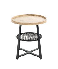 Beistelltisch >54461< in eiche, schwarz, MDF, Metall, PVC - 55x50cm (HxD)