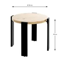 Beistelltisch >54463< in eiche, schwarz, MDF,...