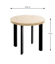 Beistelltisch >54465< in eiche, schwarz, MDF,...