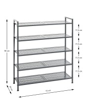 Schuhregal >55816< in anthrazit, Metall - 73x90x25cm (BxHxT)