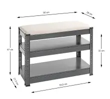 Schuhbank >55817< in anthrazit, grau - 60x47x28cm...