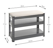 Schuhbank >55817< in anthrazit, grau - 60x47x28cm...