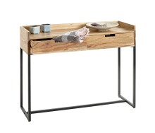 Konsole >54967< in akazie, schwarz, Massivholz, Metall - 100x80x35cm (BxHxT)
