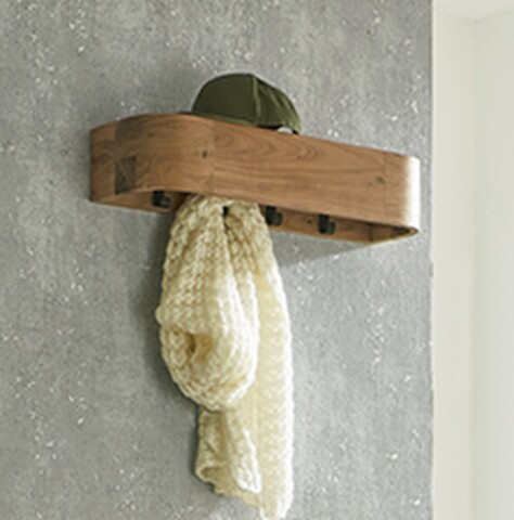 Wandgarderobe >54968< in akazie, schwarz, Massivholz, Metall - 60x13x20 (BxHxT)