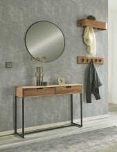 Wandgarderobe >54968< in akazie, schwarz, Massivholz, Metall - 60x13x20 (BxHxT)