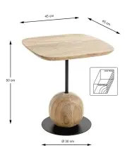 Beistelltisch >54970< in akazie, schwarz - 45x50x45 (BxHxT)