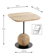 Beistelltisch >54970< in akazie, schwarz - 45x50x45...