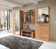 Garderoben-Set >Nature One< (2-teilig) in Kernbuche, teilmassiv - 74x193x40cm (B/H/T)