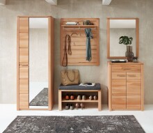 Garderoben-Set >Nature One< (2-teilig) in Kernbuche, teilmassiv - 74x193x40cm (B/H/T)