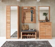 Garderoben-Set >Nature One< (2-teilig) in Kernbuche, teilmassiv - 74x193x40cm (B/H/T)