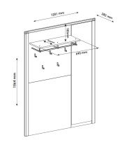 Garderoben-Set >Nature One< (2-teilig) in Kernbuche - 120x205x40 (BxHxT)