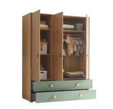 Kleiderschrank >Birta< 2 Schübe, 3 Türen, Artisan Eiche Dekor /Salbei - 153,8x200x58,2 (BxHxT)