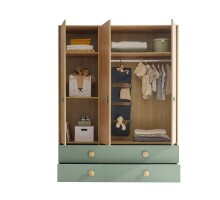 Kleiderschrank >Birta< 2 Schübe, 3 Türen, Artisan Eiche Dekor /Salbei - 153,8x200x58,2 (BxHxT)