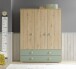 Kleiderschrank >Birta< 2 Schübe, 3 Türen, Artisan Eiche Dekor /Salbei - 153,8x200x58,2 (BxHxT)