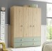 Kleiderschrank >Birta< 2 Schübe, 3 Türen, Artisan Eiche Dekor /Salbei - 153,8x200x58,2 (BxHxT)