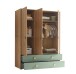 Kleiderschrank >Birta< 2 Schübe, 3 Türen, Artisan Eiche Dekor /Salbei - 153,8x200x58,2 (BxHxT)