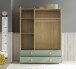Kleiderschrank >Birta< 2 Schübe, 3 Türen, Artisan Eiche Dekor /Salbei - 153,8x200x58,2 (BxHxT)