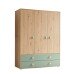 Kleiderschrank >Birta< 2 Schübe, 3 Türen, Artisan Eiche Dekor /Salbei - 153,8x200x58,2 (BxHxT)