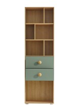 Standregal >Birta< 2 Schübe, 7 Fächer, Artisan Eiche Dekor/Salbei - 60x200x38,2cm (BxHxT)