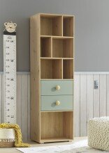 Standregal >Birta< 2 Schübe, 7 Fächer, Artisan Eiche Dekor/Salbei - 60x200x38,2cm (BxHxT)