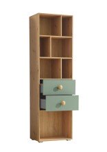 Standregal >Birta< 2 Schübe, 7 Fächer, Artisan Eiche Dekor/Salbei - 60x200x38,2cm (BxHxT)