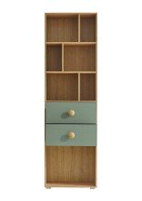 Standregal >Birta< 2 Schübe, 7 Fächer, Artisan Eiche Dekor/Salbei - 60x200x38,2cm (BxHxT)