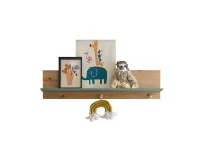 Wandboard >Birta< 3 Haken, Ablage, Artisan Eiche Dekor / Salbei - 120x30x25,5cm (BxHxT)