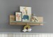 Wandboard >Birta< 3 Haken, Ablage, Artisan Eiche Dekor / Salbei - 120x30x25,5cm (BxHxT)