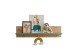 Wandboard >Birta< 3 Haken, Ablage, Artisan Eiche Dekor / Salbei - 120x30x25,5cm (BxHxT)