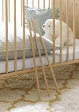 Babyzimmer-Komplettset >Birta< (5-teilig) Eiche / Salbei, Schrank, Bett, Kommode, Regal, Board